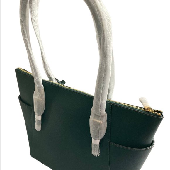 Michael Kors Charlotte 35T0GCFT7L Large Top Zip Tote In Racing Green - Picture 3 of 6